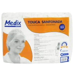 Touca Descartável Branca Com 100